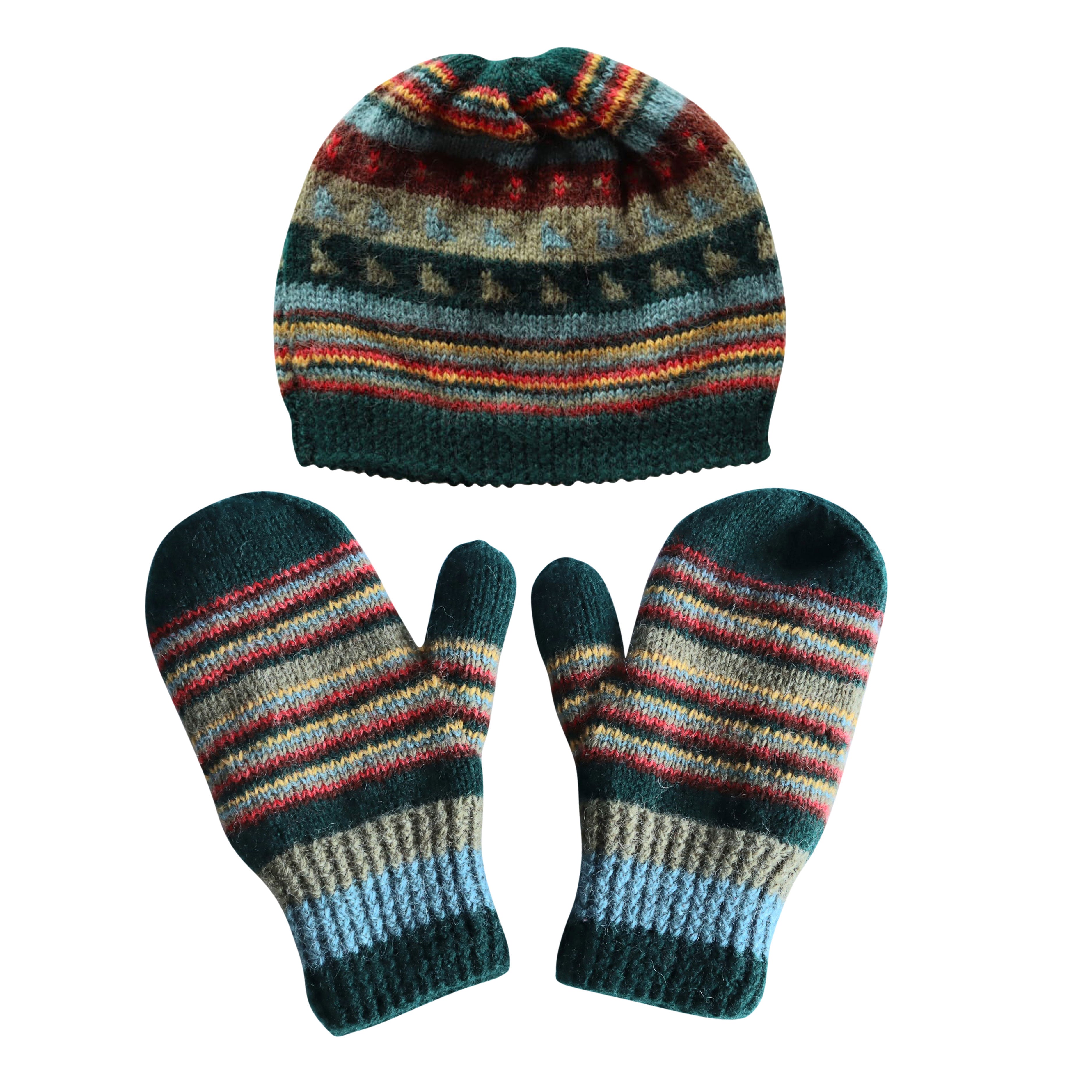Mountain Autumn fleece-lined caps and mittens