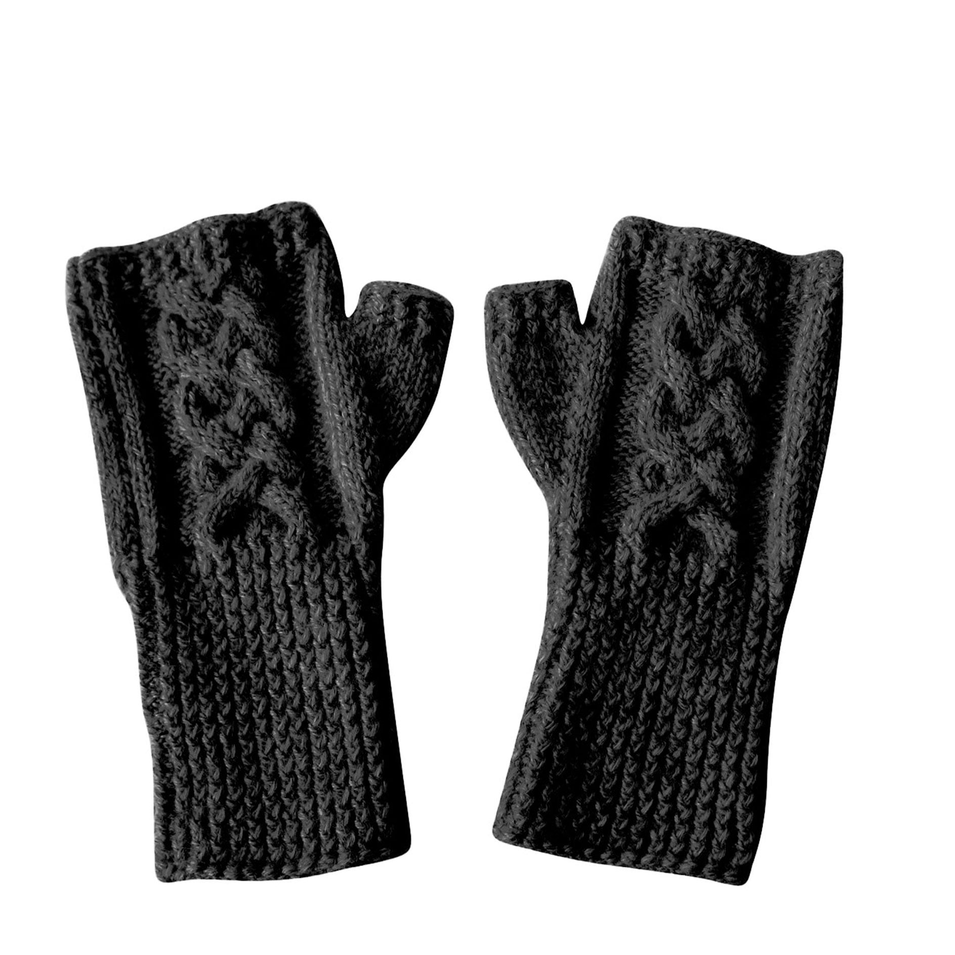 Handknit Cable Fingerless Mittens