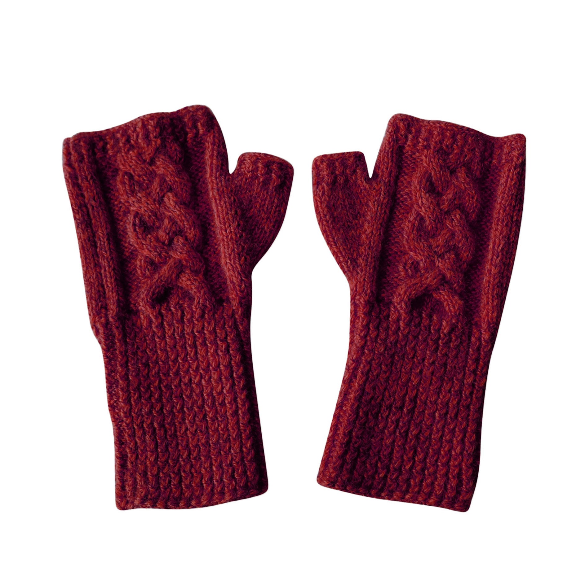 Handknit Cable Fingerless Mittens