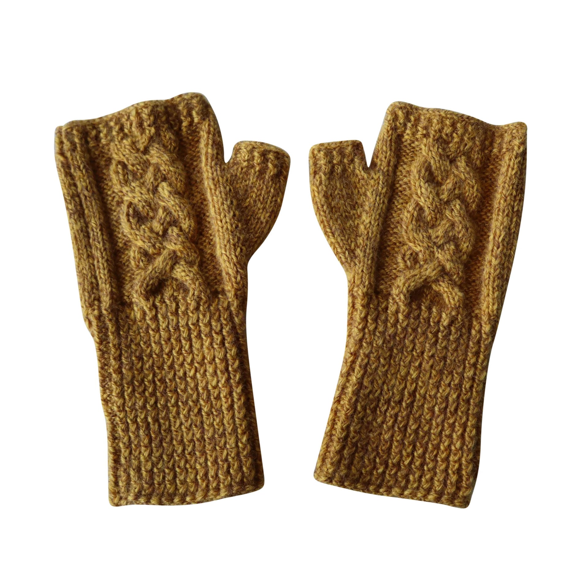 Handknit Cable Fingerless Mittens