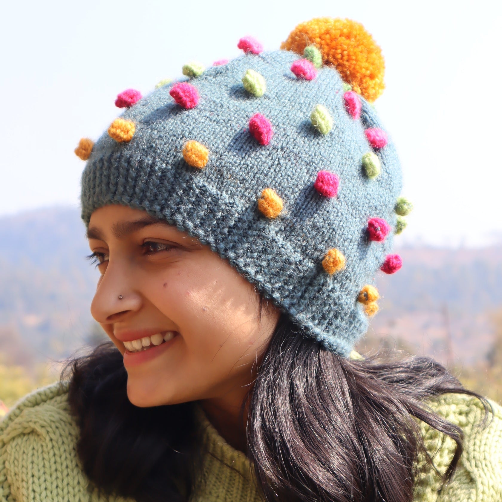 Multicolor Popcorn Bonnet