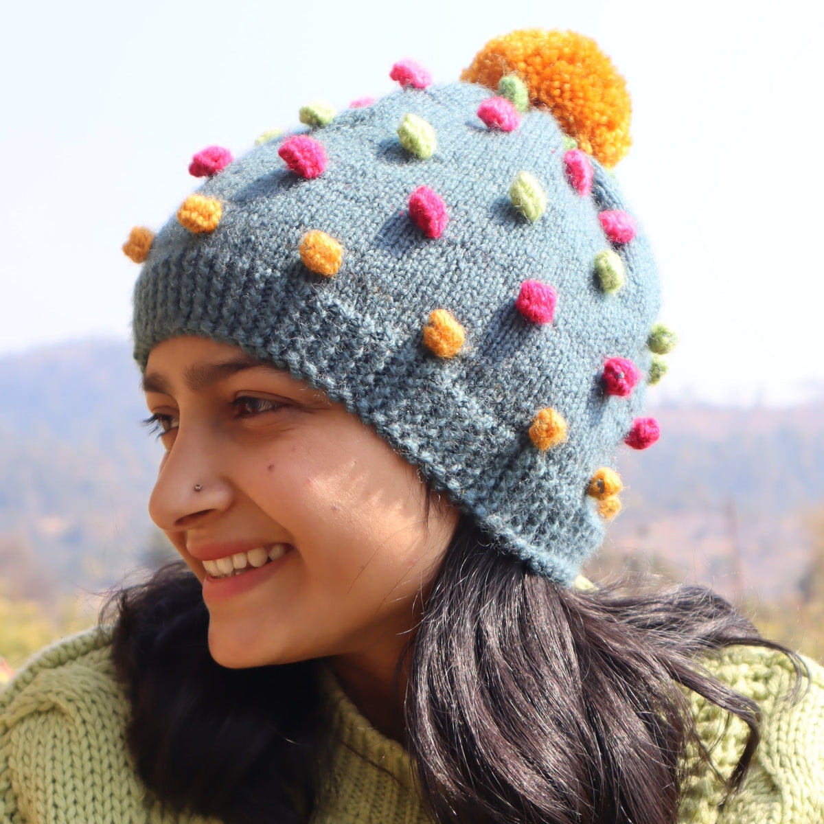 Multicolor Popcorn Bonnet | Himalayan Naari