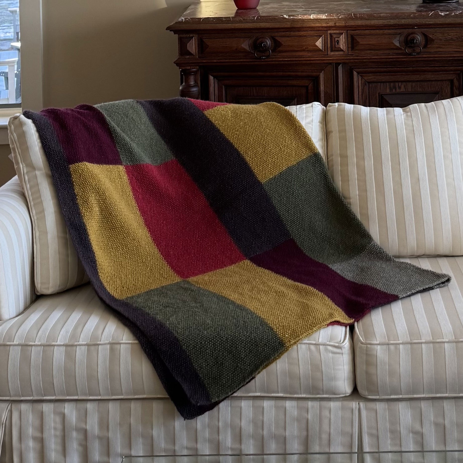 Patchwork Blanket Red and Yellow
