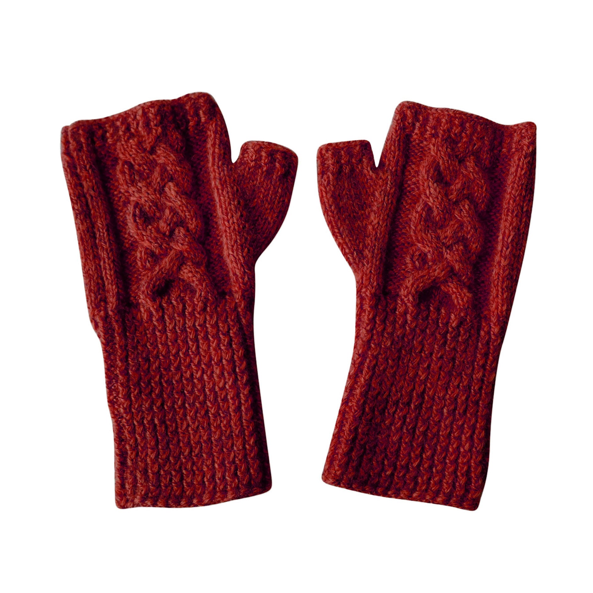 Handknit Cable Fingerless Mittens