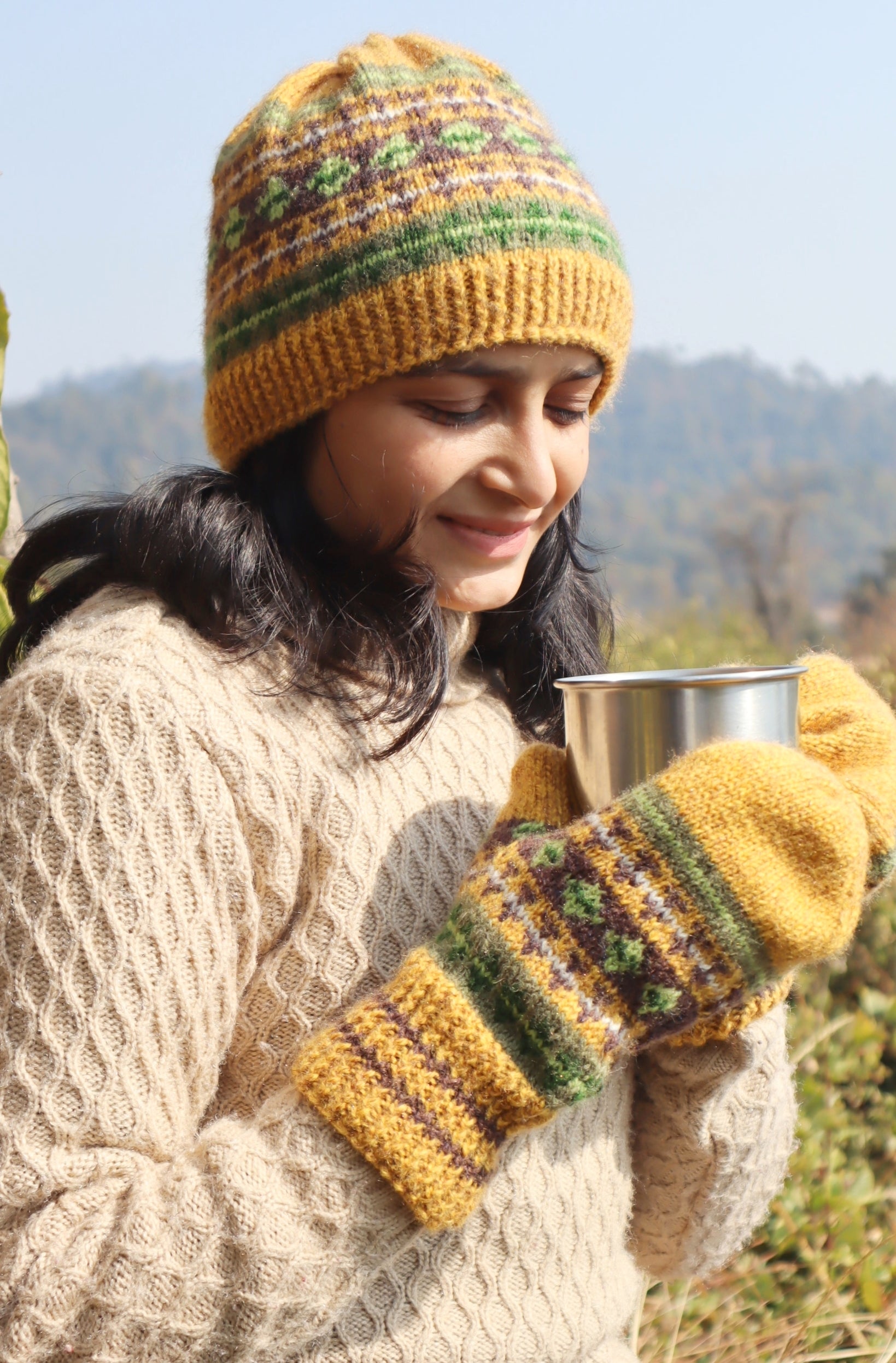 Mountain Spring fleece-lined caps and mittens