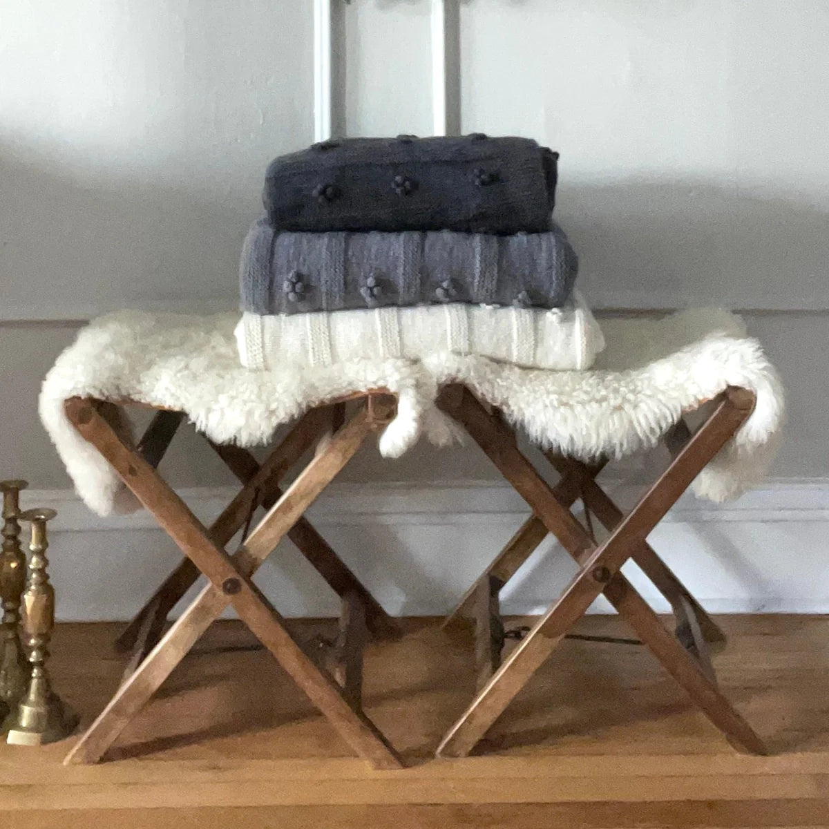 Light Grey Merino Popcorn Wrap