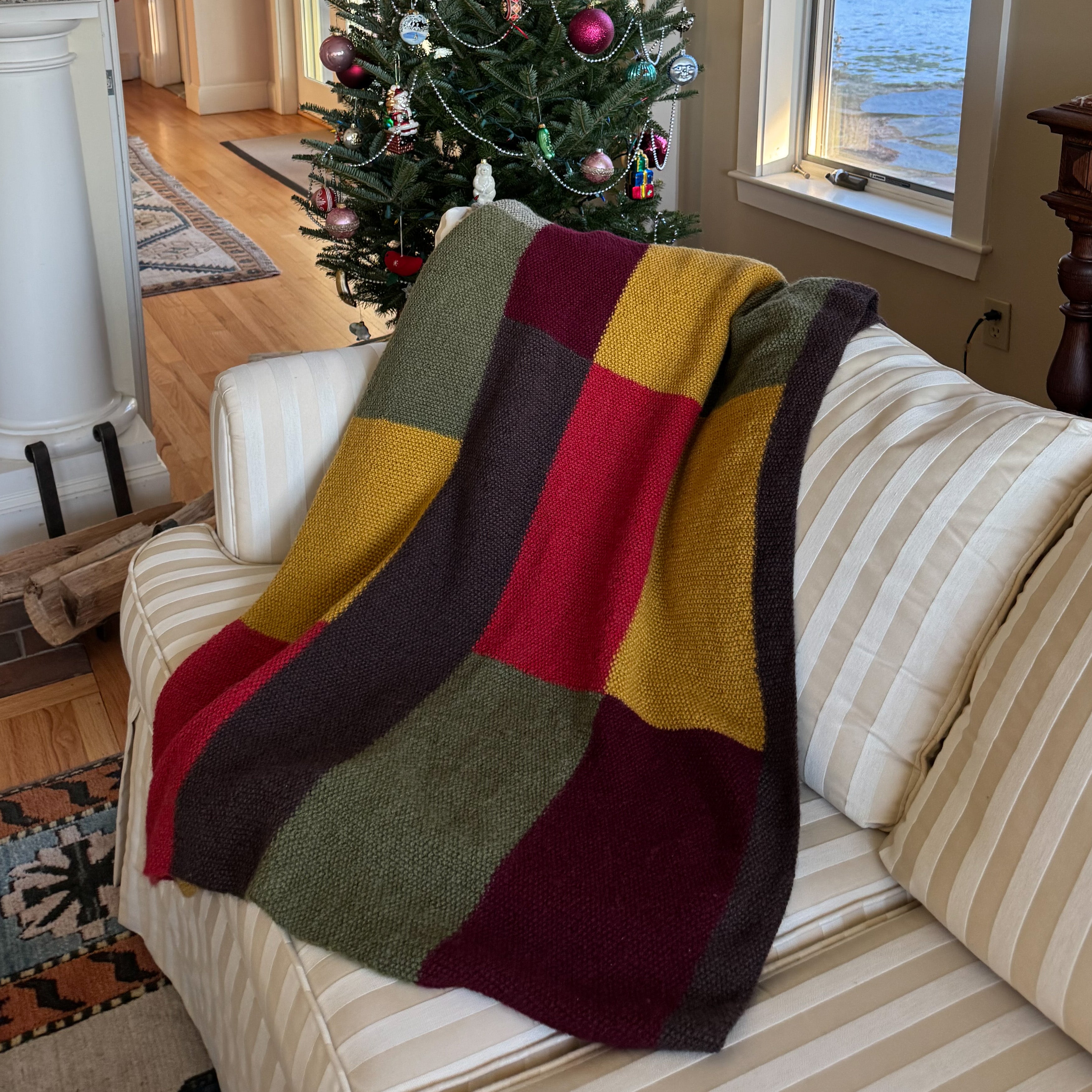 Patchwork Blanket Red and Yellow