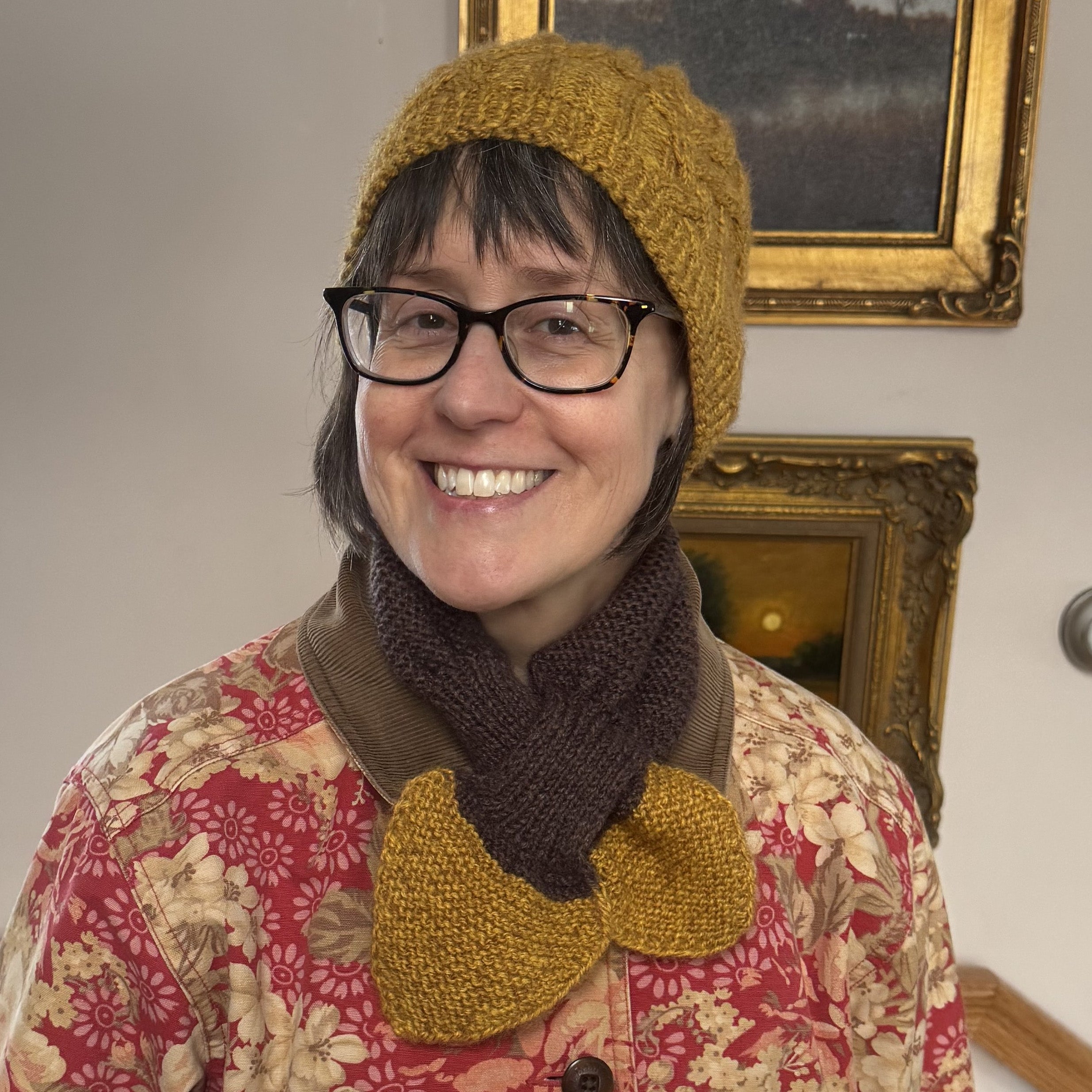 Hand-knit Butterfly Neck Scarf