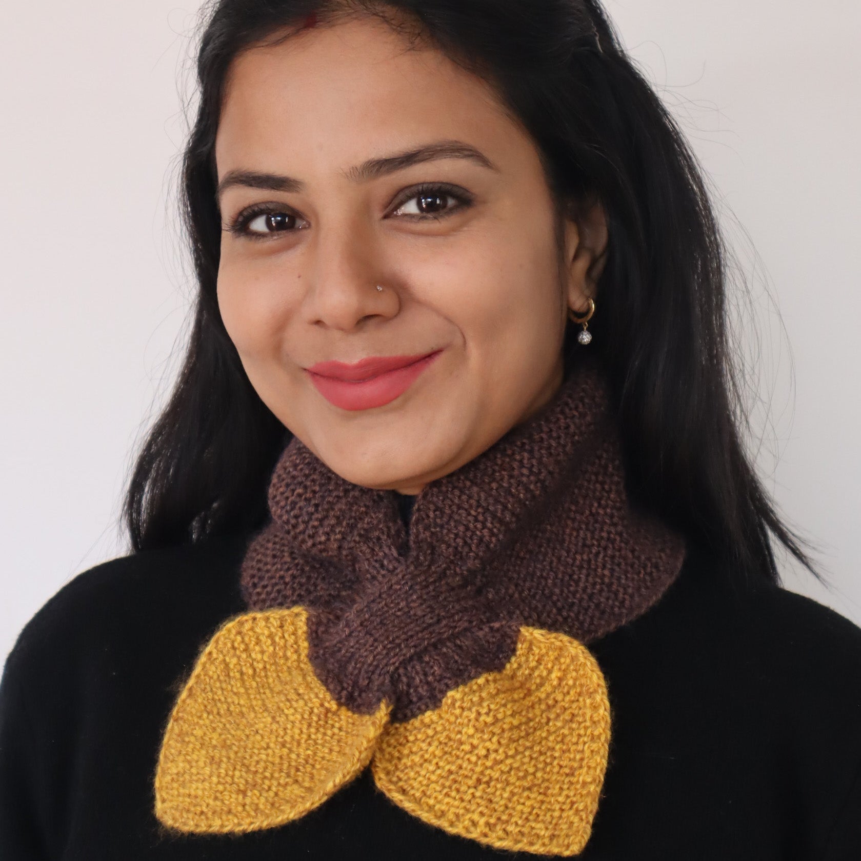 Hand-knit Butterfly Neck Scarf