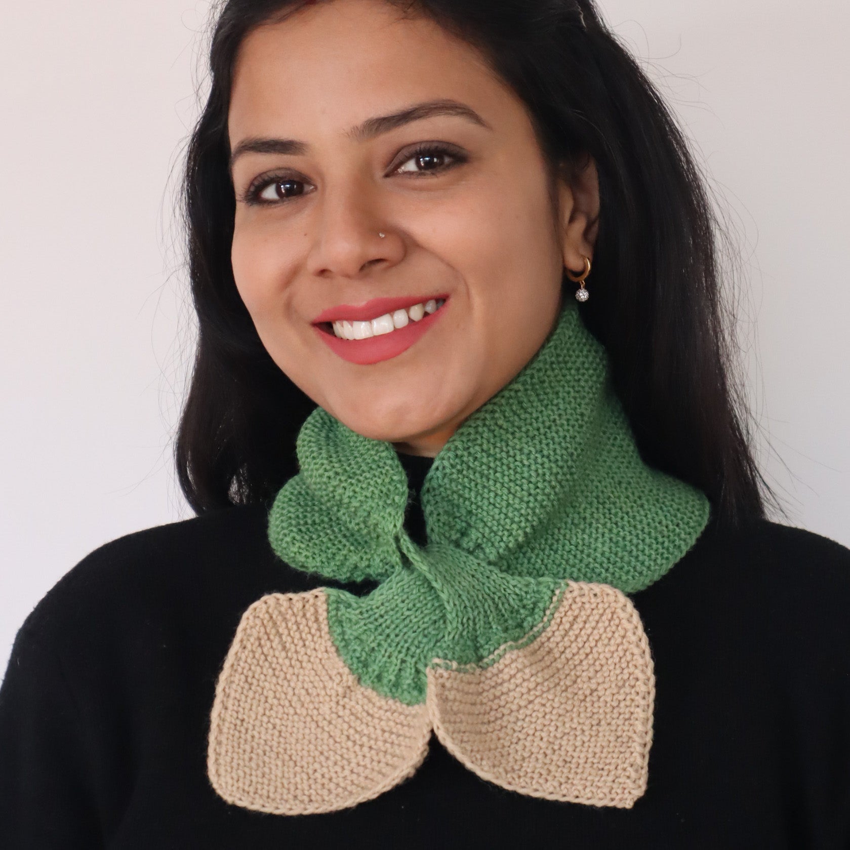 Hand-knit Butterfly Neck Scarf