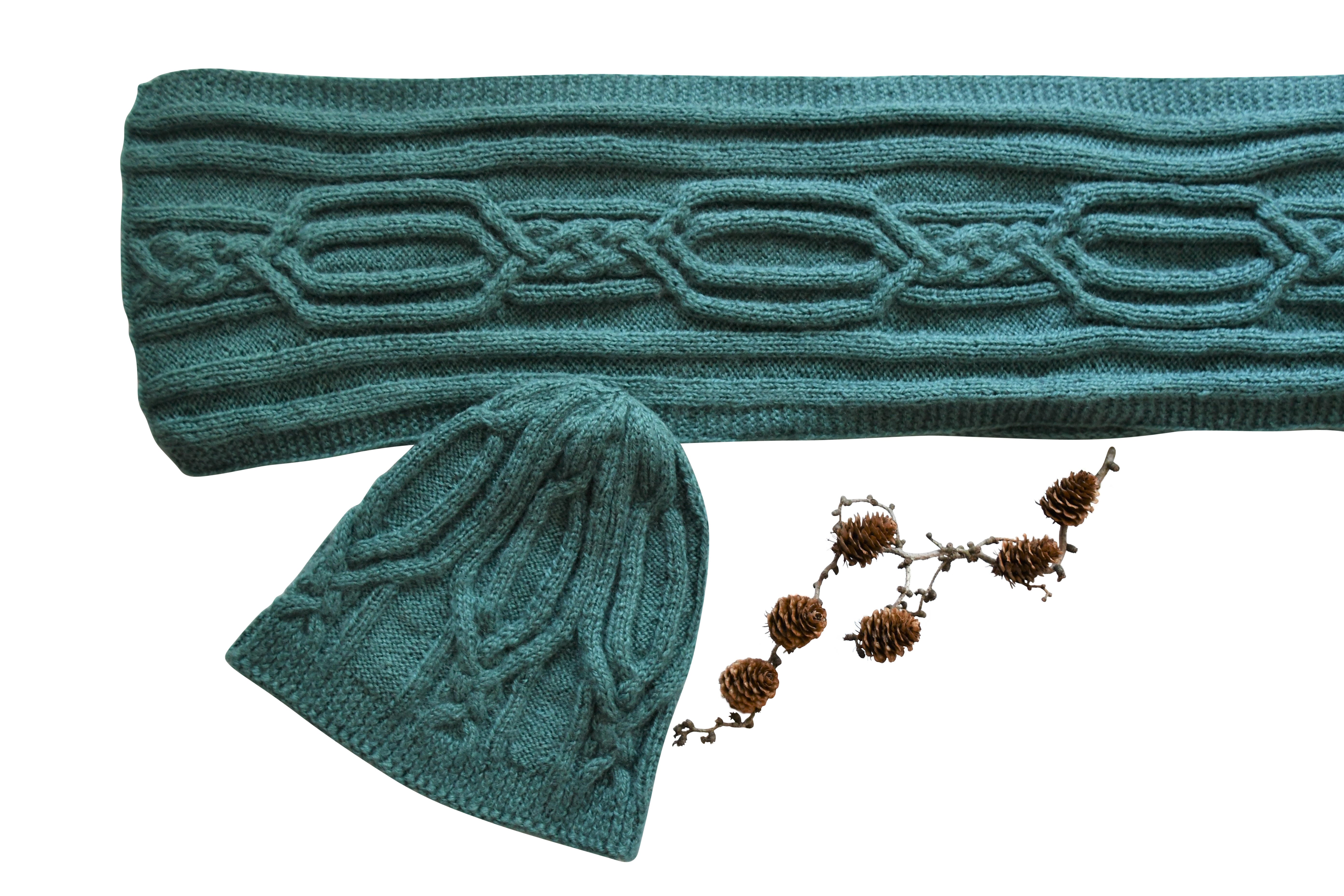Cable Cap, Cowl, Scarf, and Mittens Shop all colors